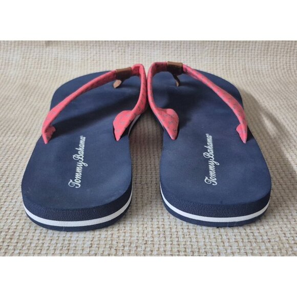 Tommy Bahama Women's Sandals Size 10 Flip Flops Blue & Pink Nautical Beach Vacay - Picture 11 of 12